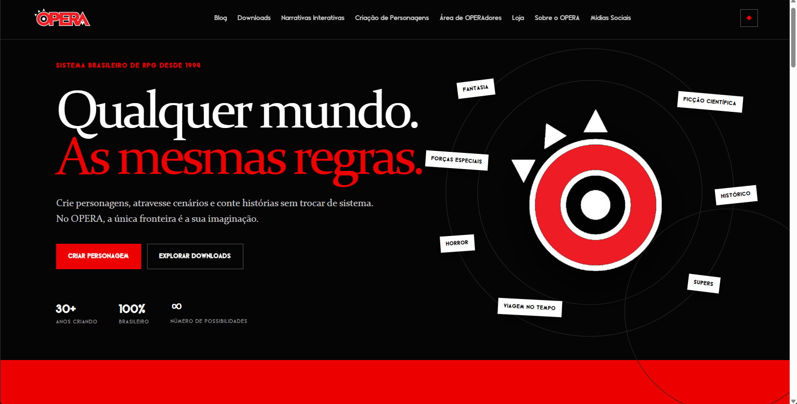 Pagina_Inicial do site do OPERA RPG